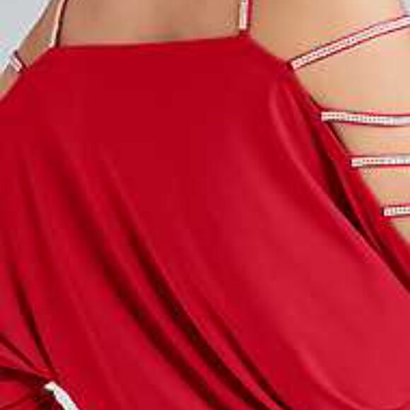VENUS Top women Large RED Rhinestone Sleeve new with tags - Picture 4 of 4